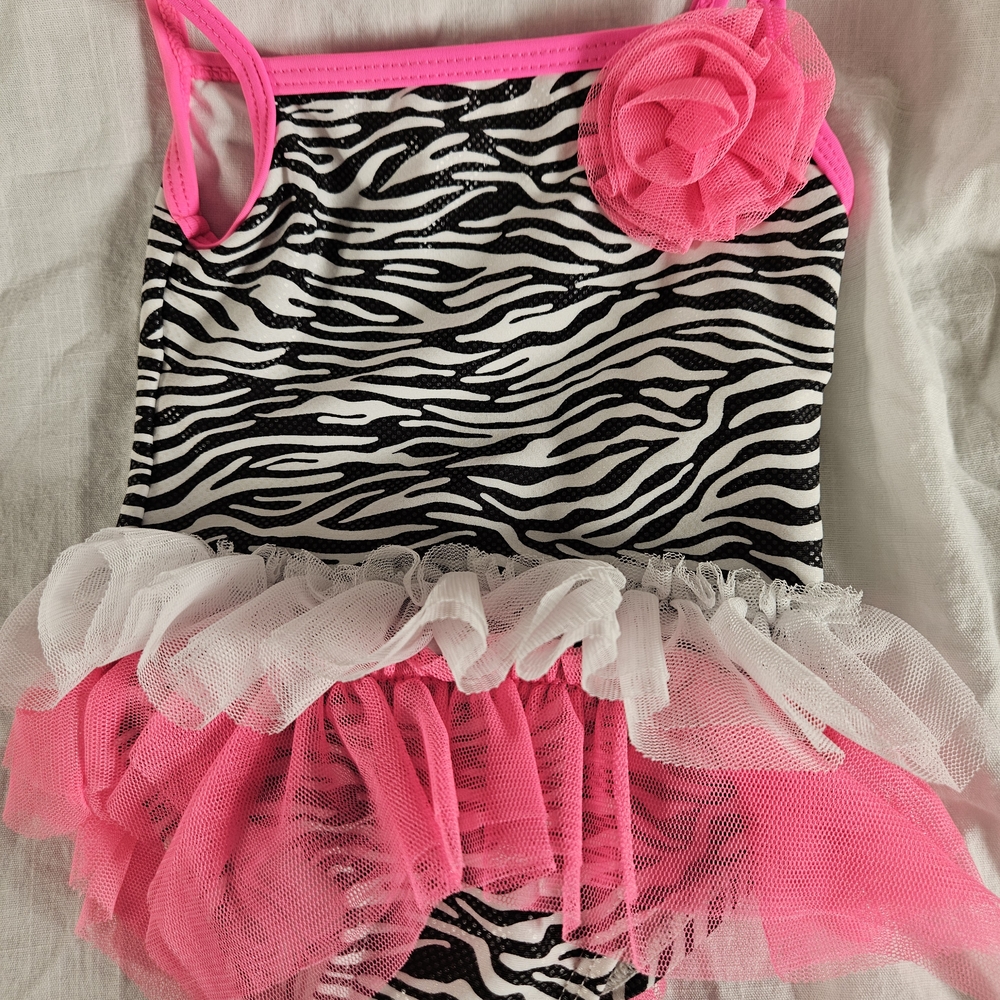 Flapdoodles Black and White One Piece Swimsuit with Zebra Print